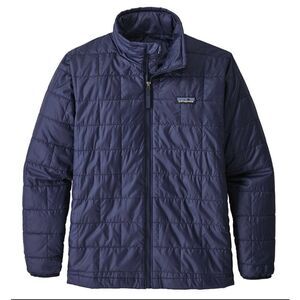 Patagonia Navy Blue Quilted Nanopuff Mock Turtle Jacket - Kids Size 10